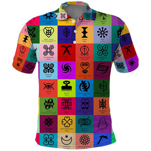 Multi Color Adinkra Symbols Polo Shirt African Adrinkra