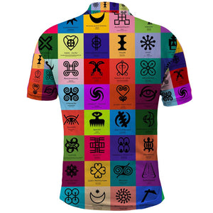 Multi Color Adinkra Symbols Polo Shirt African Adrinkra