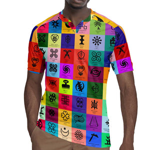 Multi Color Adinkra Symbols Rugby Jersey African Adrinkra