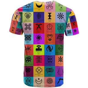 Multi Color Adinkra Symbols T shirt African Adrinkra