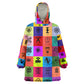 Multi Color Adinkra Symbols Wearable Blanket Hoodie African Adrinkra