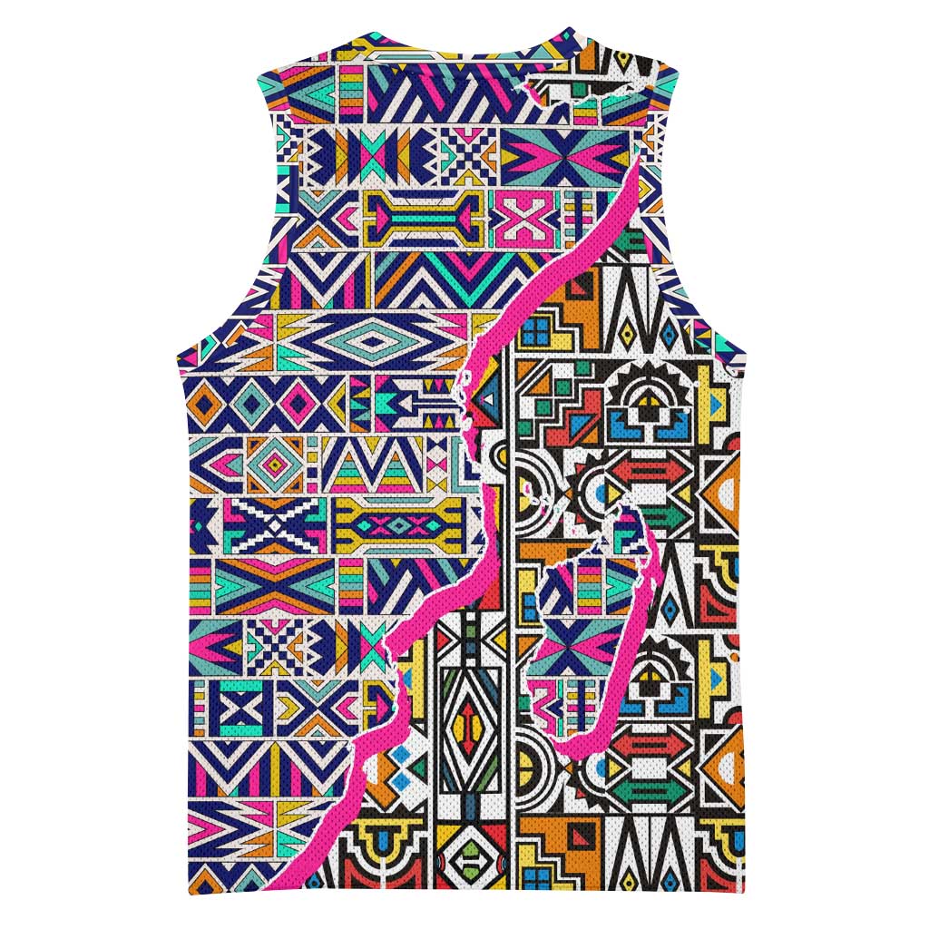African Ndebele Pattern Basketball Jersey DT02