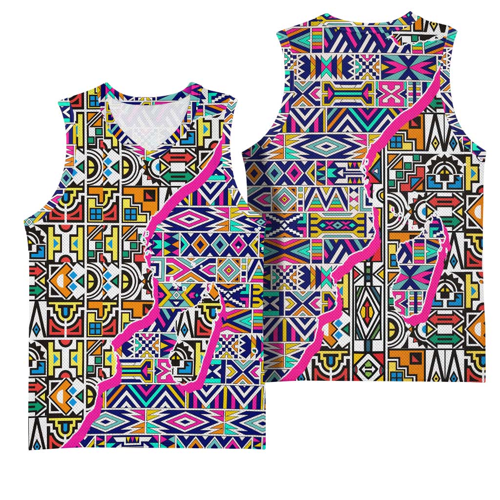 African Ndebele Pattern Basketball Jersey DT02