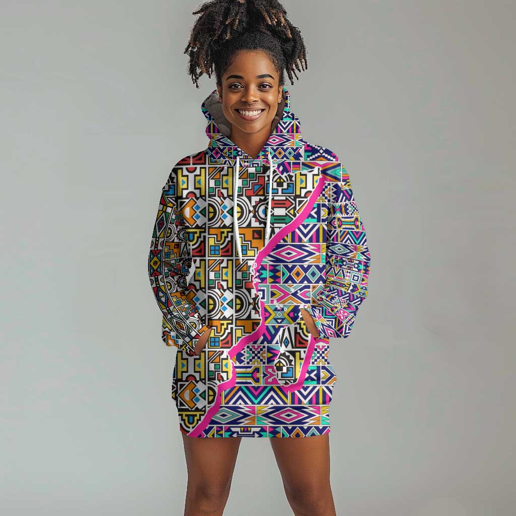 African Ndebele Pattern Hoodie Dress