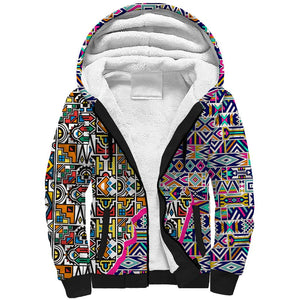 African Ndebele Pattern Sherpa Hoodie