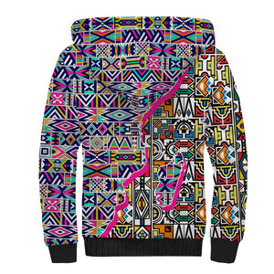 African Ndebele Pattern Sherpa Hoodie