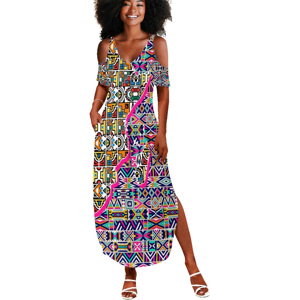 African Ndebele Pattern Summer Maxi Dress