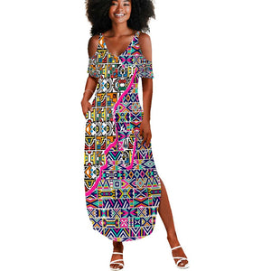 African Ndebele Pattern Summer Maxi Dress