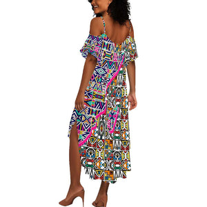 African Ndebele Pattern Summer Maxi Dress