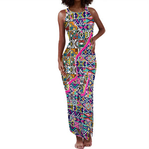 African Ndebele Pattern Tank Maxi Dress