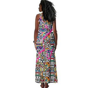 African Ndebele Pattern Tank Maxi Dress