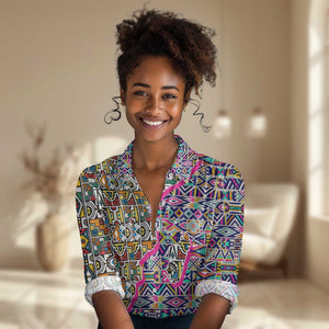 African Ndebele Pattern Women Casual Shirt