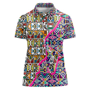 African Ndebele Pattern Women Polo Shirt