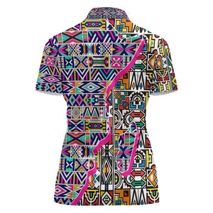 African Ndebele Pattern Women Polo Shirt