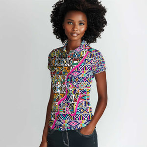 African Ndebele Pattern Women Polo Shirt