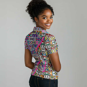 African Ndebele Pattern Women Polo Shirt