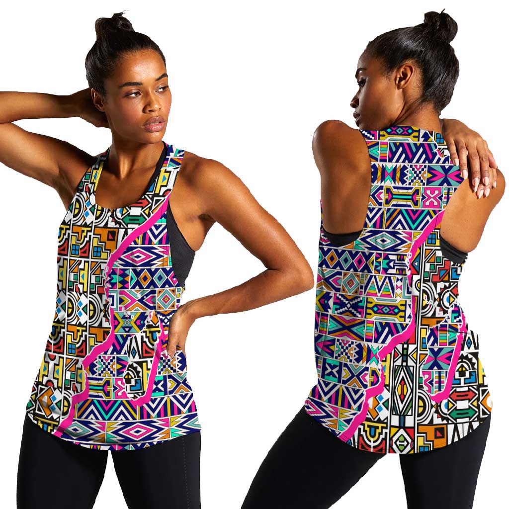 African Ndebele Pattern Women Racerback Tank