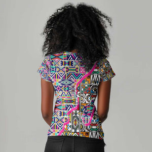 African Ndebele Pattern Women V-Neck T-Shirt