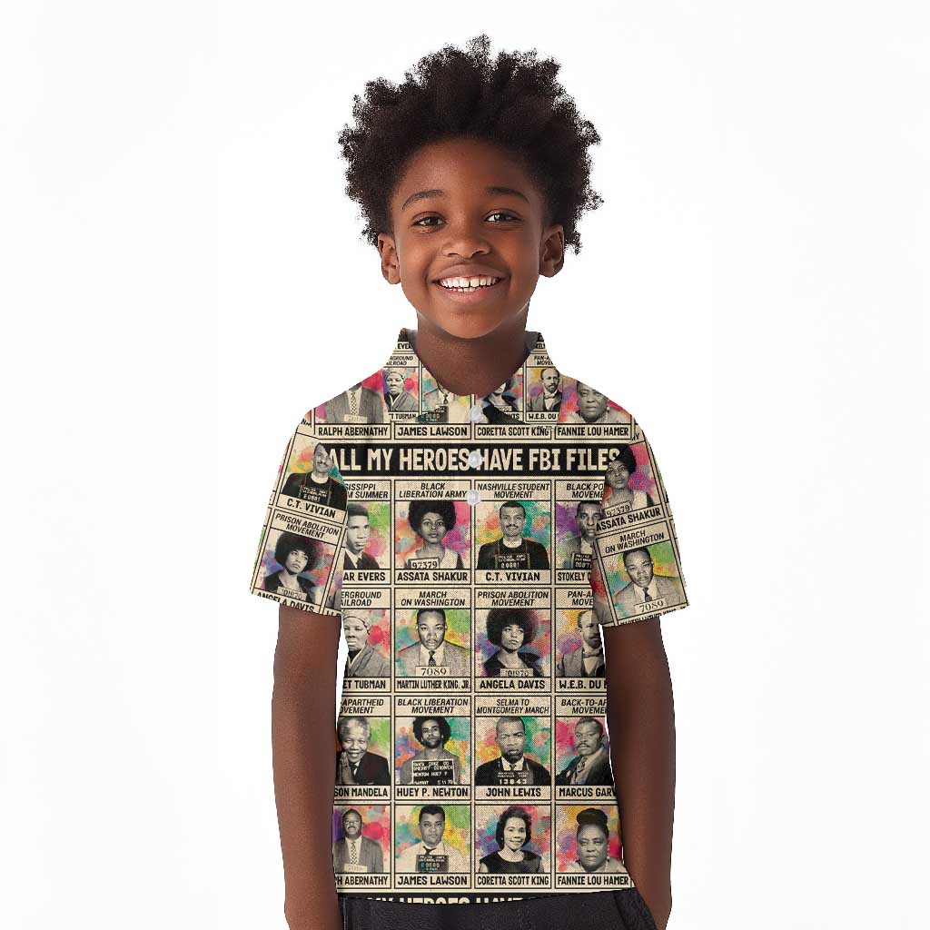 All My Heroes Have FBI Files Kid Polo Shirt Civil Rights Leaders