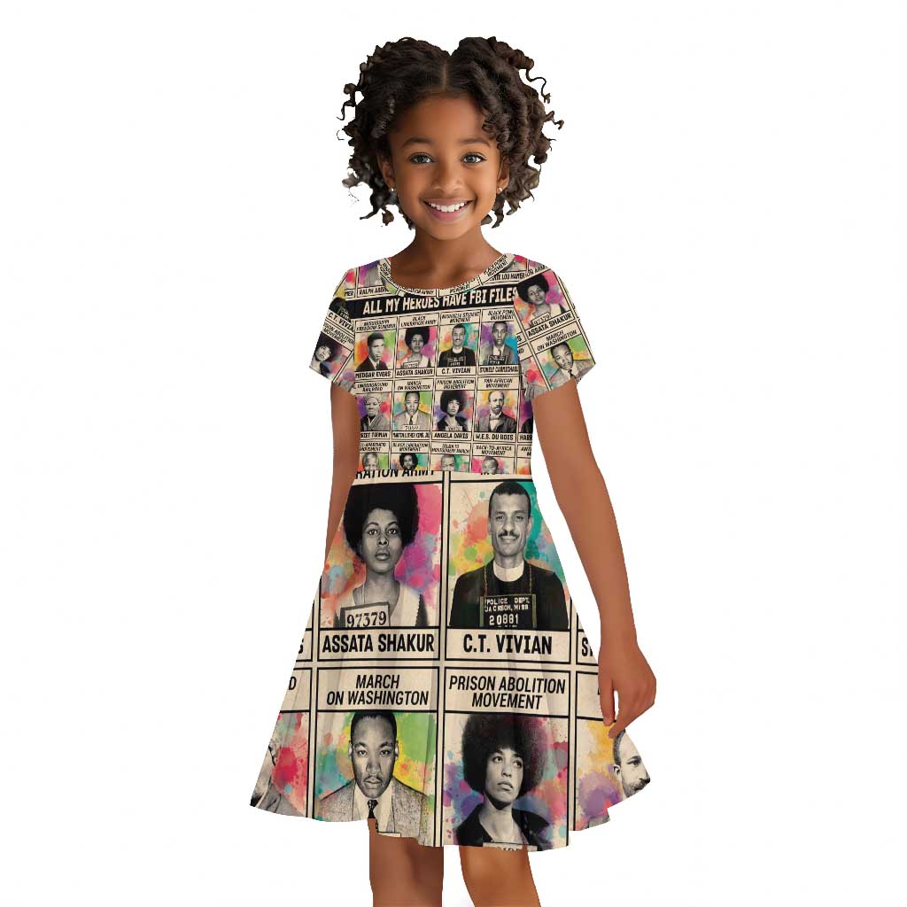 All My Heroes Have FBI Files Kid Short Sleeve Dress Civil Rights Leaders