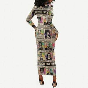 All My Heroes Have FBI Files Long Sleeve Bodycon Dress Civil Rights Leaders