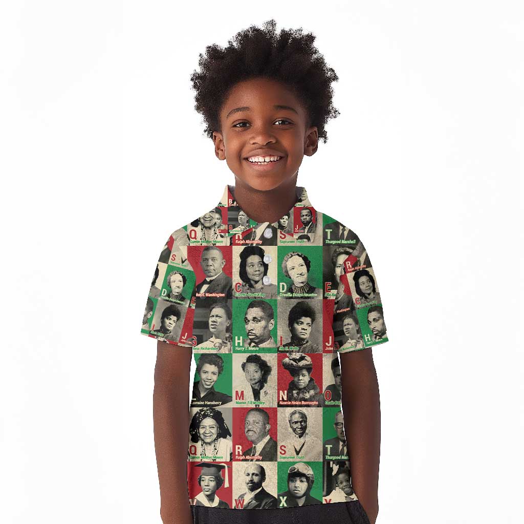 A To Z Of Black Heroes Kid Polo Shirt Civil Rights Leaders