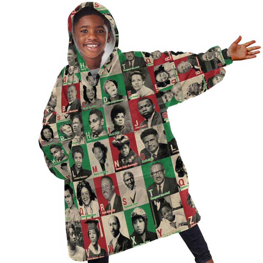 A To Z Of Black Heroes KId Wearable Blanket Hoodie Civil Rights Leaders