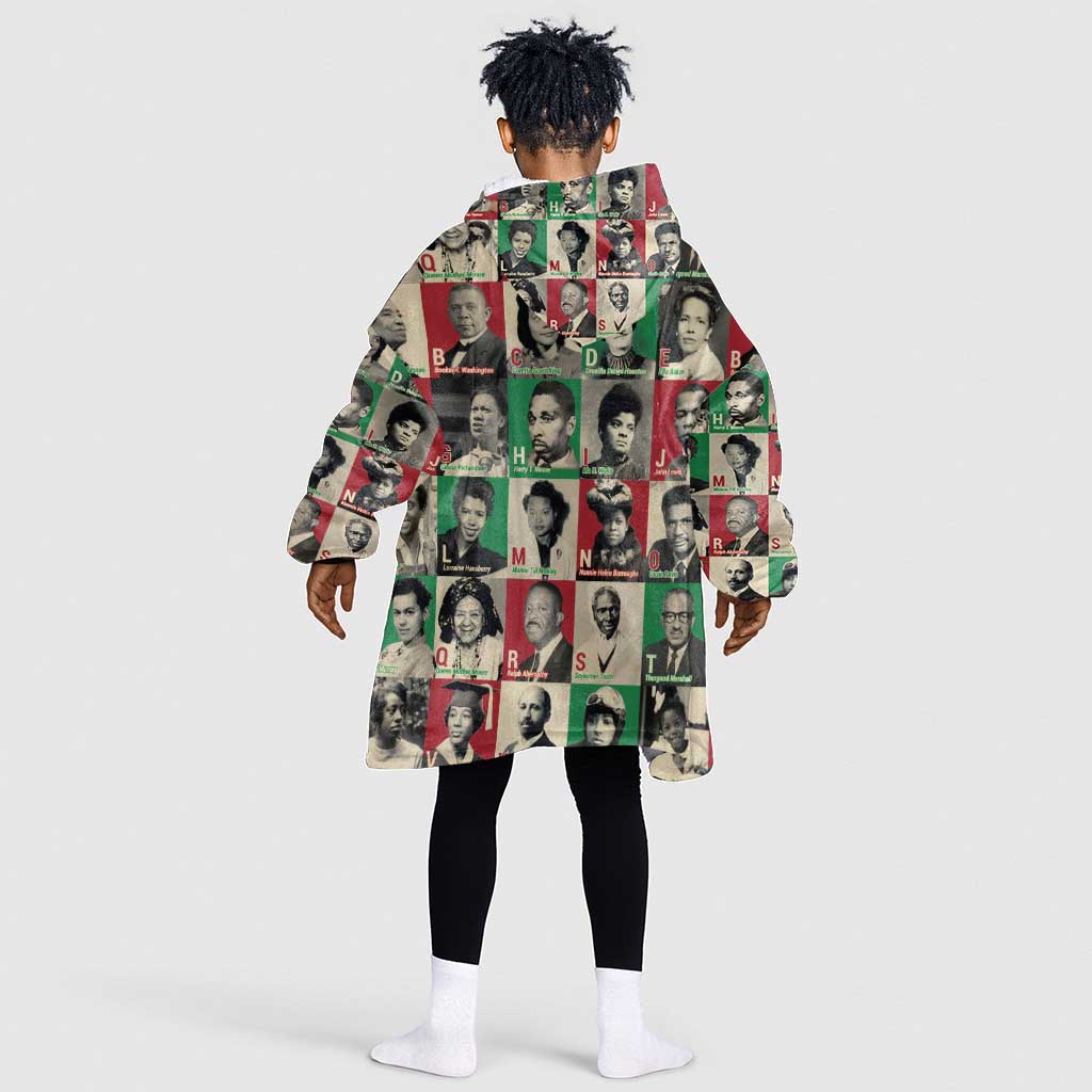 A To Z Of Black Heroes KId Wearable Blanket Hoodie Civil Rights Leaders