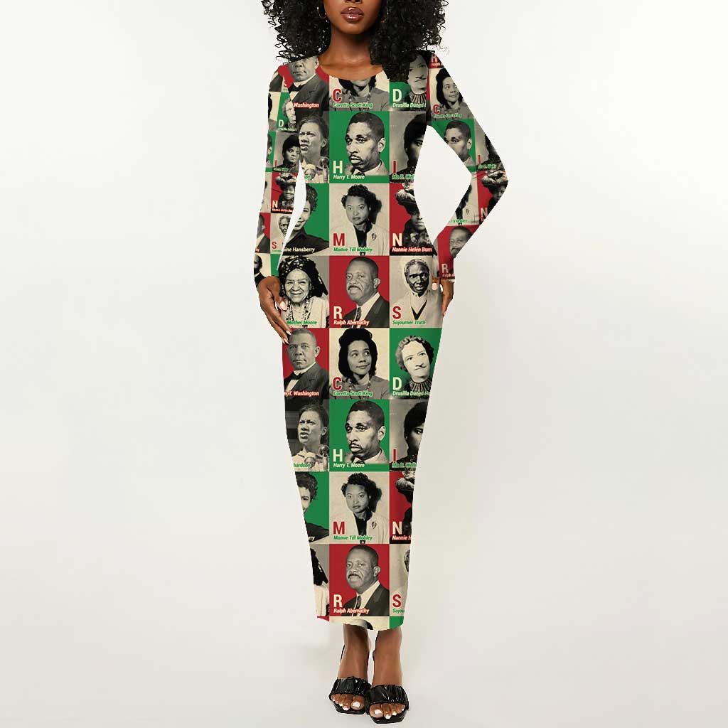 A To Z Of Black Heroes Long Sleeve Bodycon Dress Civil Rights Leaders