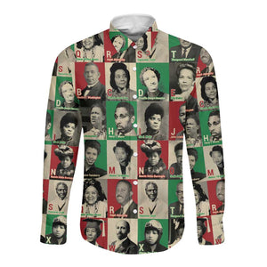 A To Z Of Black Heroes Long Sleeve Button Shirt Civil Rights Leaders