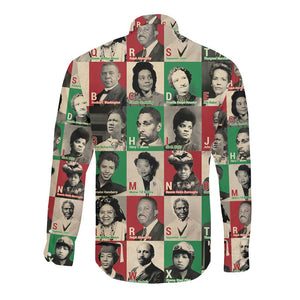 A To Z Of Black Heroes Long Sleeve Button Shirt Civil Rights Leaders