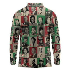 A To Z Of Black Heroes Long Sleeve Polo Shirt Civil Rights Leaders