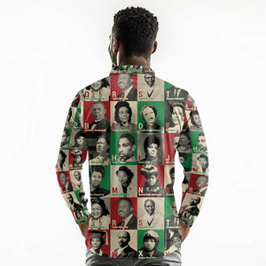 A To Z Of Black Heroes Long Sleeve Polo Shirt Civil Rights Leaders