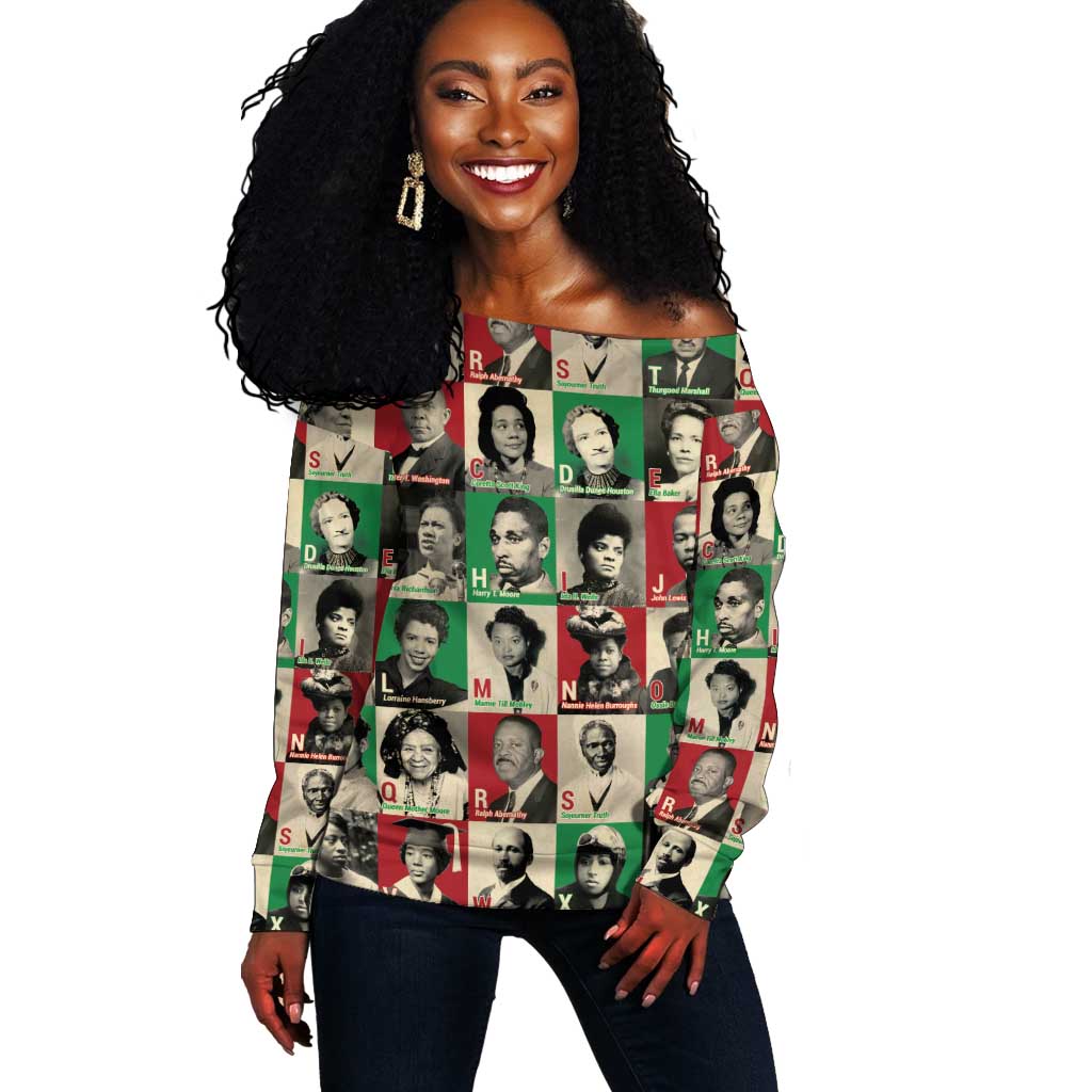 A To Z Of Black Heroes Off Shoulder Sweater Civil Rights Leaders