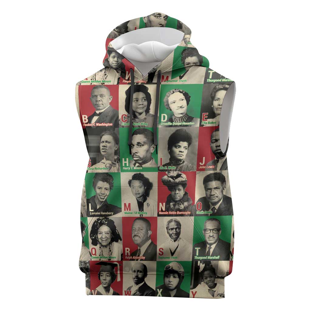 A To Z Of Black Heroes Sleeveless Hoodie Civil Rights Leaders - African Pride