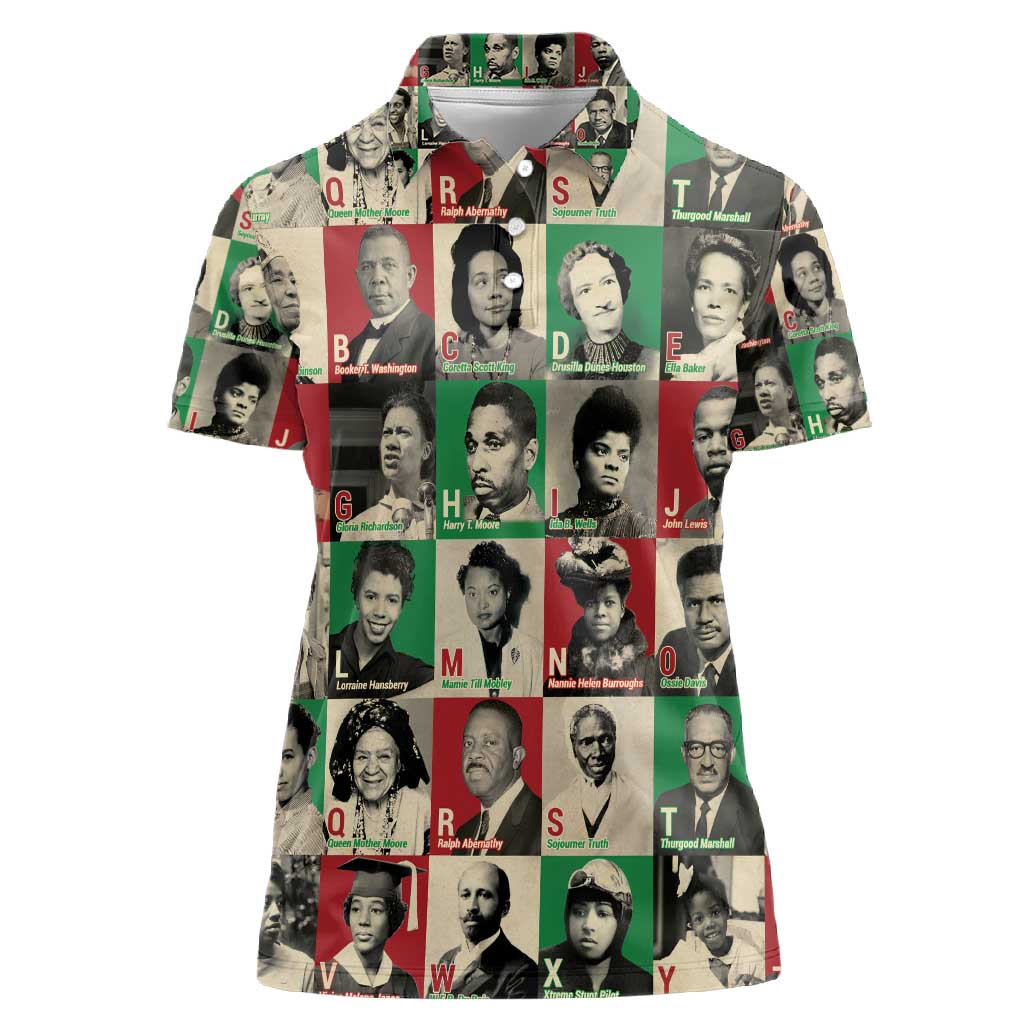 A To Z Of Black Heroes Women Polo Shirt Civil Rights Leaders