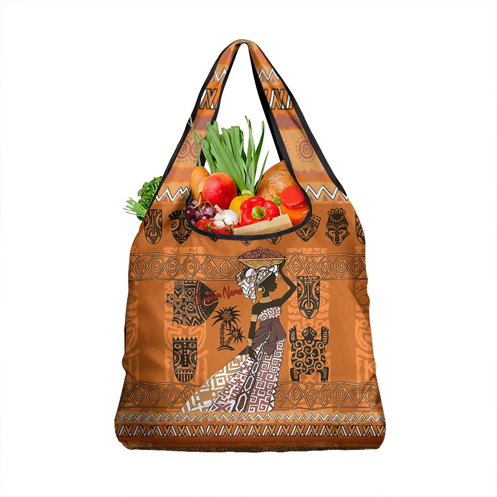 Personalized Beautiful Woman African Grocery Bag