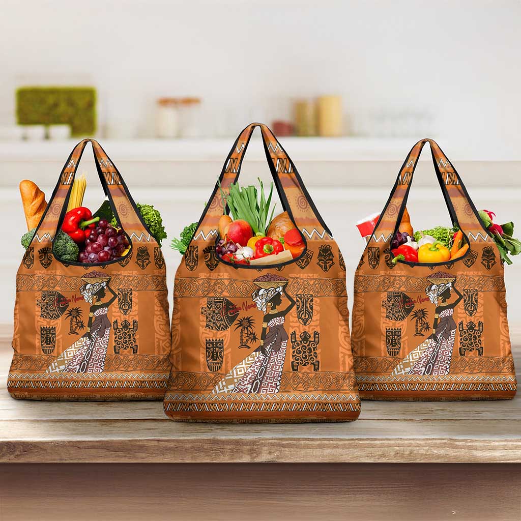 Personalized Beautiful Woman African Grocery Bag