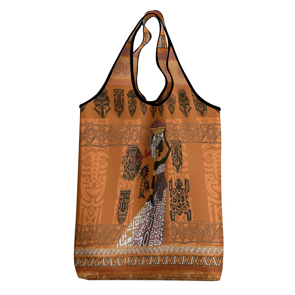Personalized Beautiful Woman African Grocery Bag