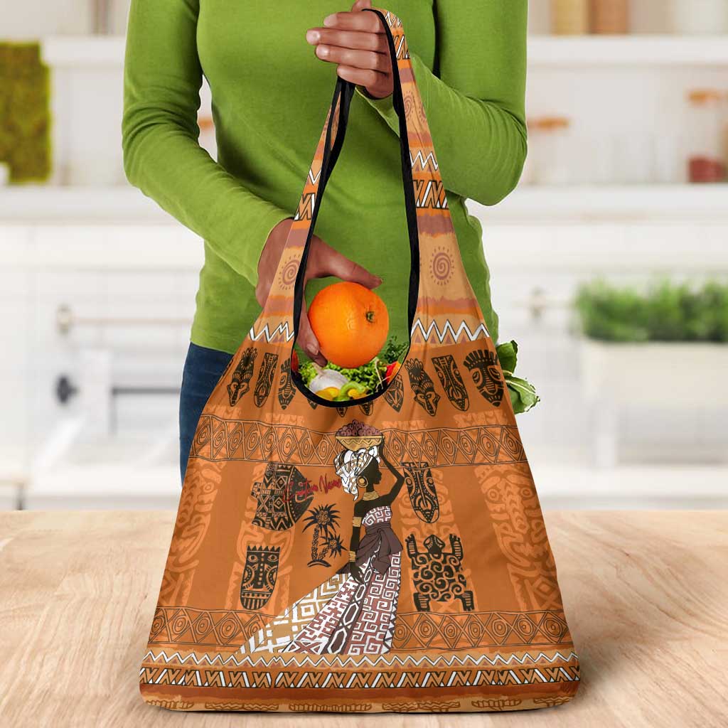 Personalized Beautiful Woman African Grocery Bag