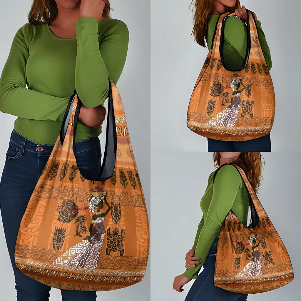 Personalized Beautiful Woman African Grocery Bag