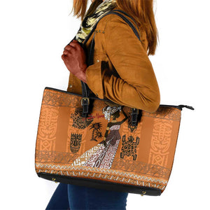 Personalized Beautiful Woman African Leather Tote Bag