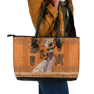 Personalized Beautiful Woman African Leather Tote Bag