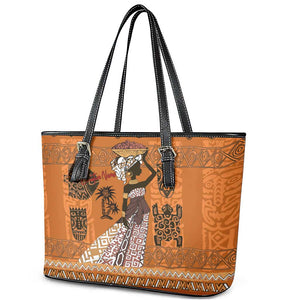 Personalized Beautiful Woman African Leather Tote Bag