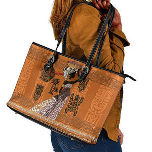 Personalized Beautiful Woman African Leather Tote Bag