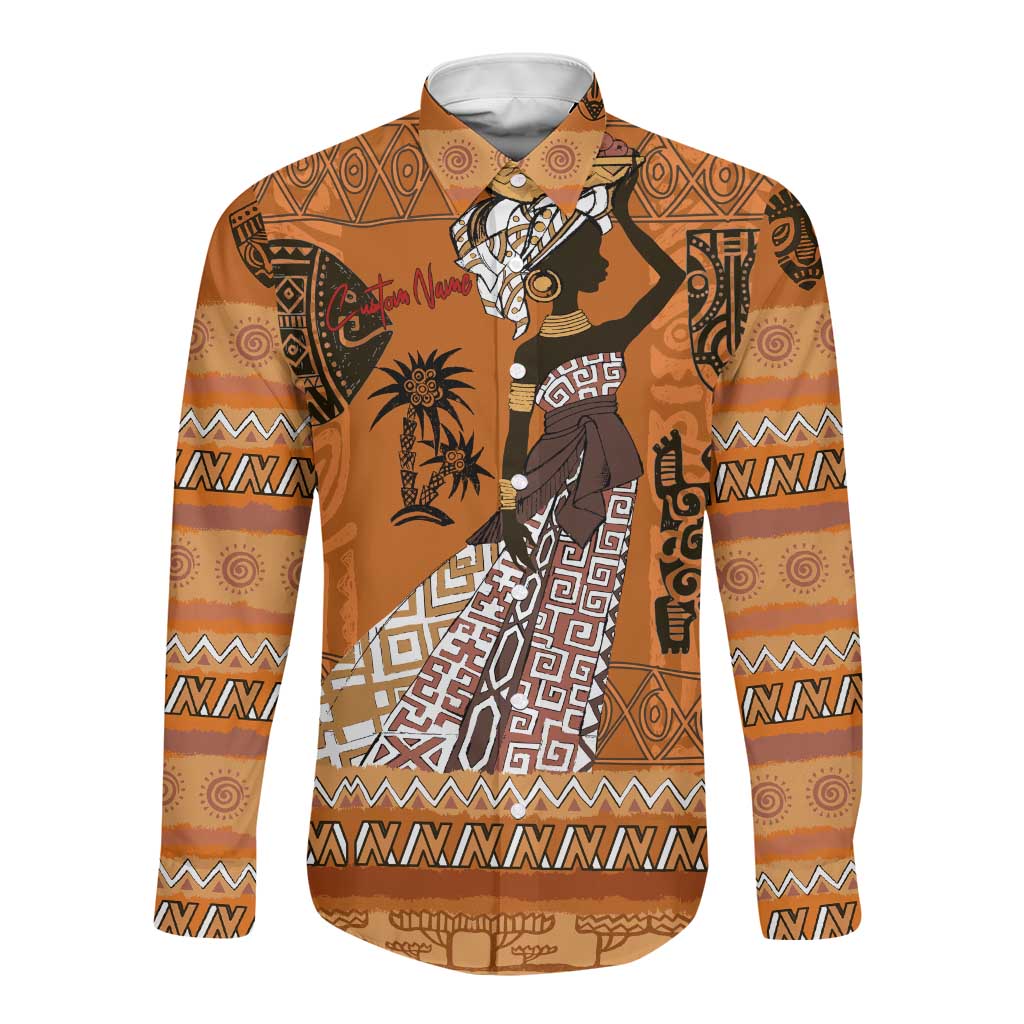 Personalized Beautiful Woman African Long Sleeve Button Shirt