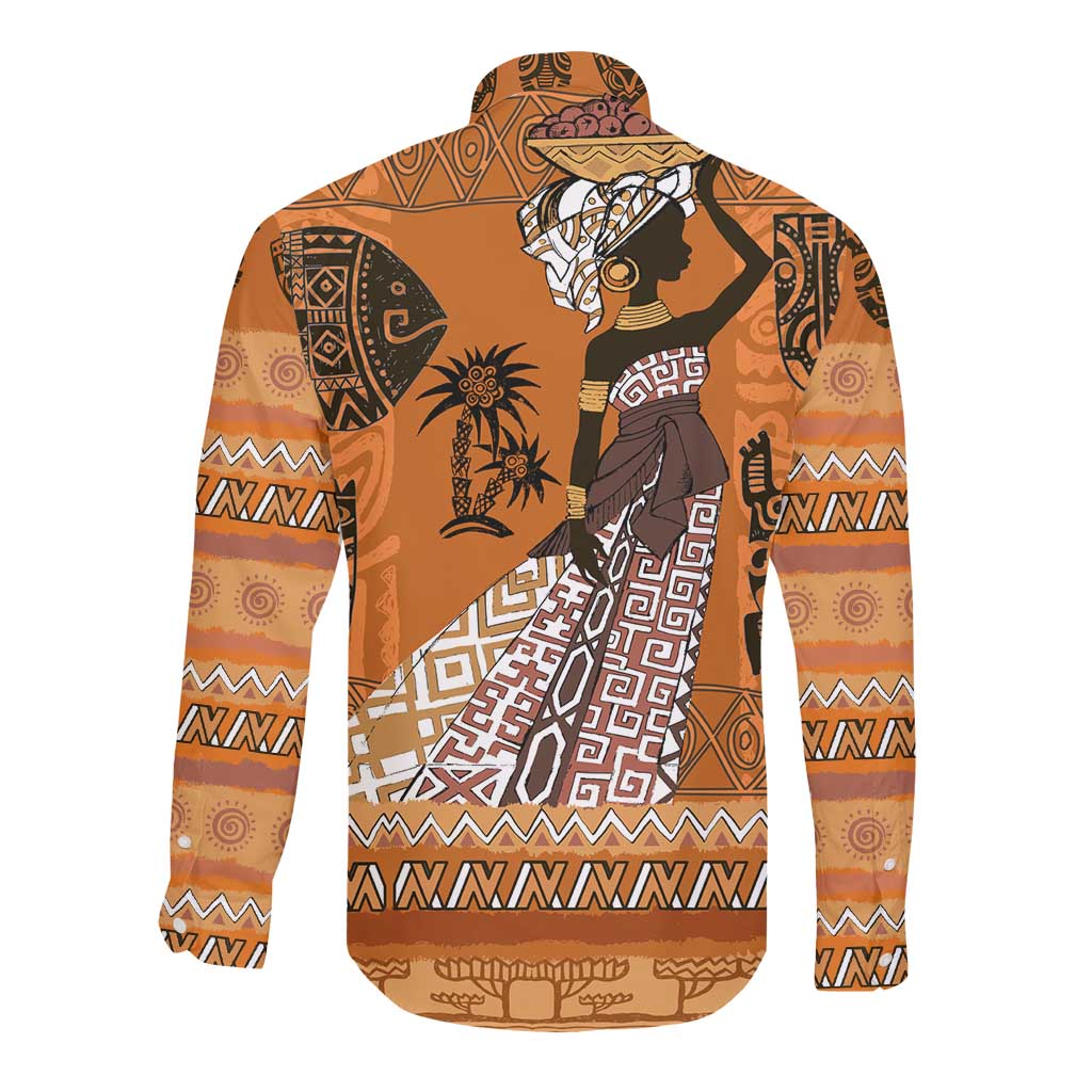 Personalized Beautiful Woman African Long Sleeve Button Shirt