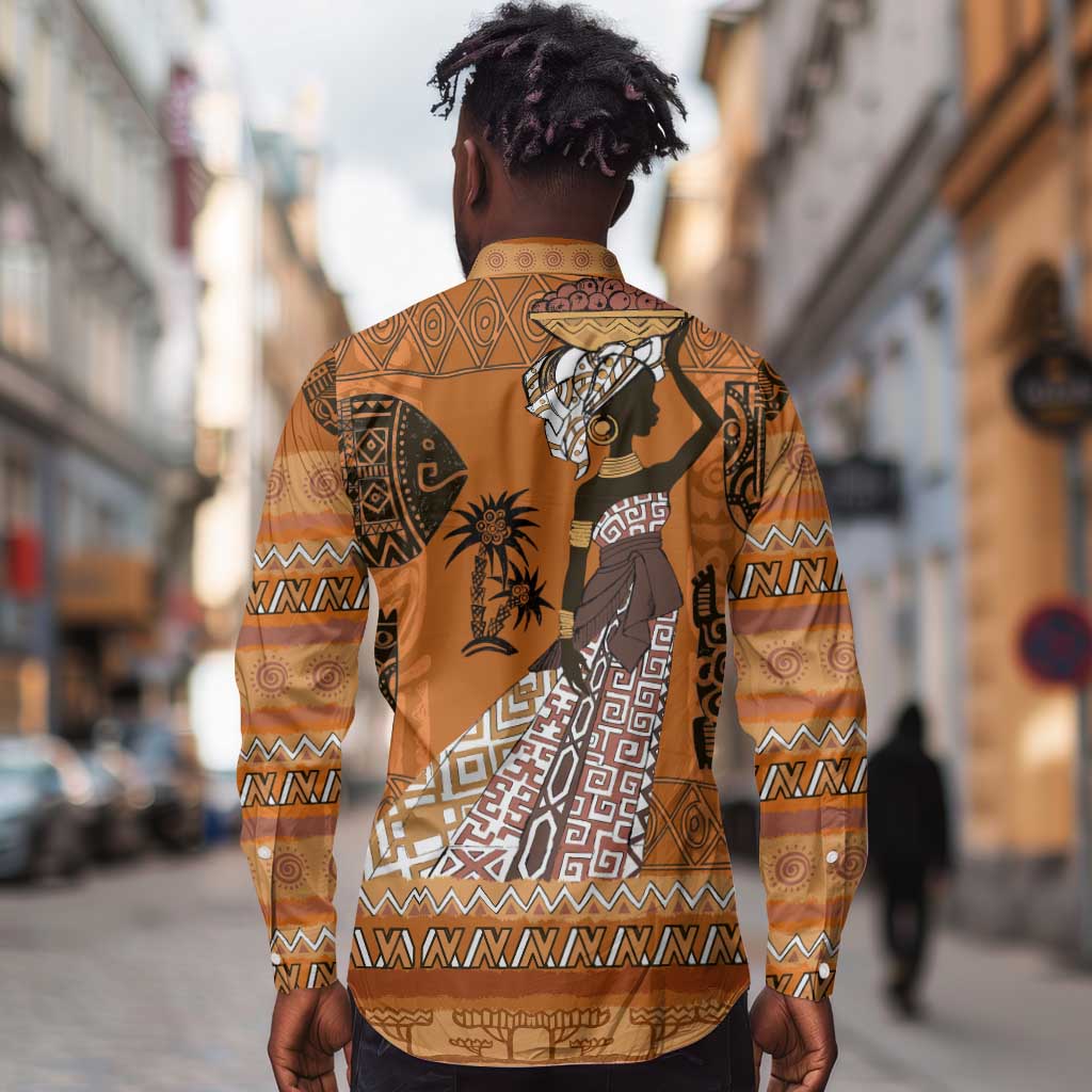 Personalized Beautiful Woman African Long Sleeve Button Shirt