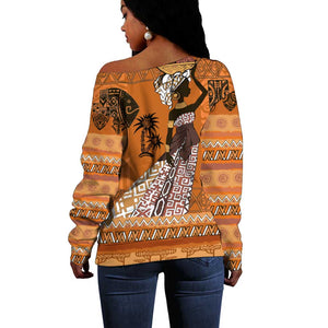 Personalized Beautiful Woman African Off Shoulder Sweater