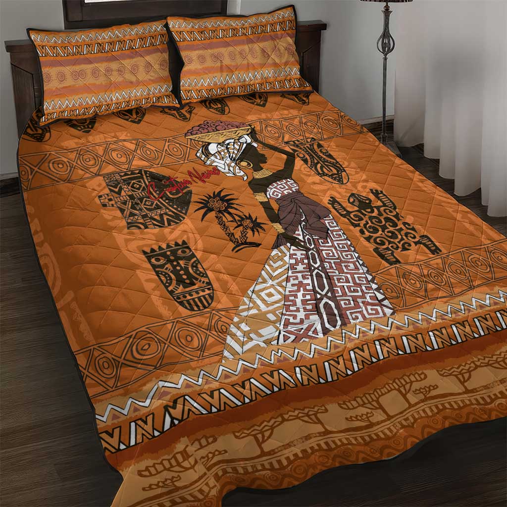 Personalized Beautiful Woman African Quilt Bed Set